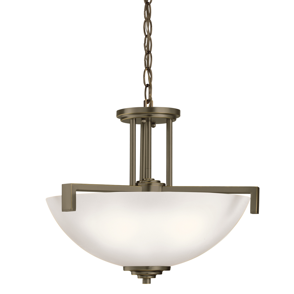 Eileen 14.5" 3 Light Convertible Inverted Pendant or Semi Flush with Satin Etched Cased Opal Gla