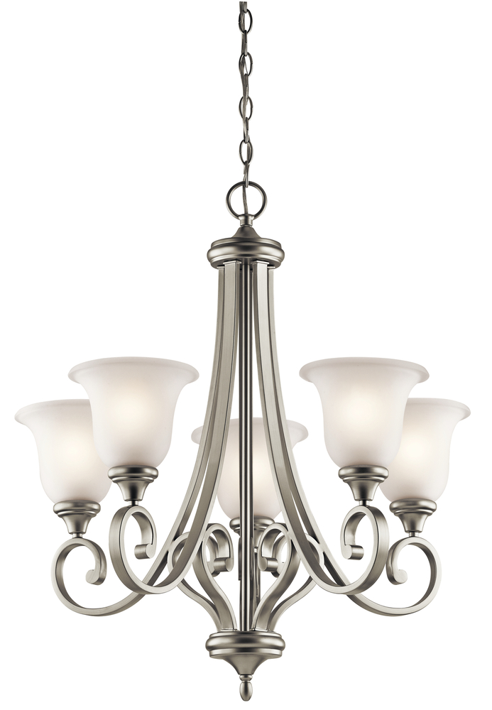 Monroe 29.5" 5 Light Chandelier with Satin Etched Glass in Brushed Nickel