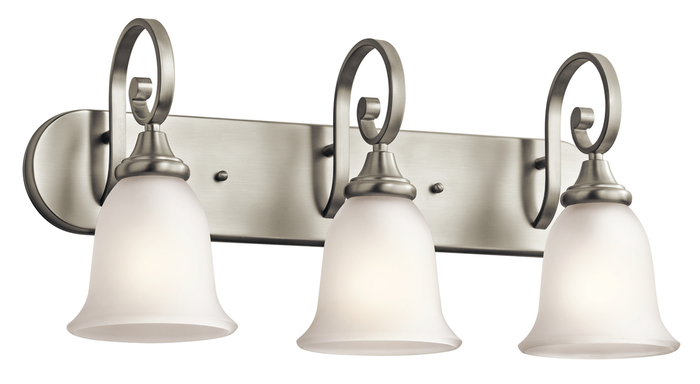 Monroe 24" 3 Light Vanity Light with Satin Etched Glass in Brushed Nickel