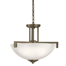 Kichler 3797OZS - Eileen 14.5" 3 Light Convertible Inverted Pendant or Semi Flush with Satin Etched Cased Opal Gla