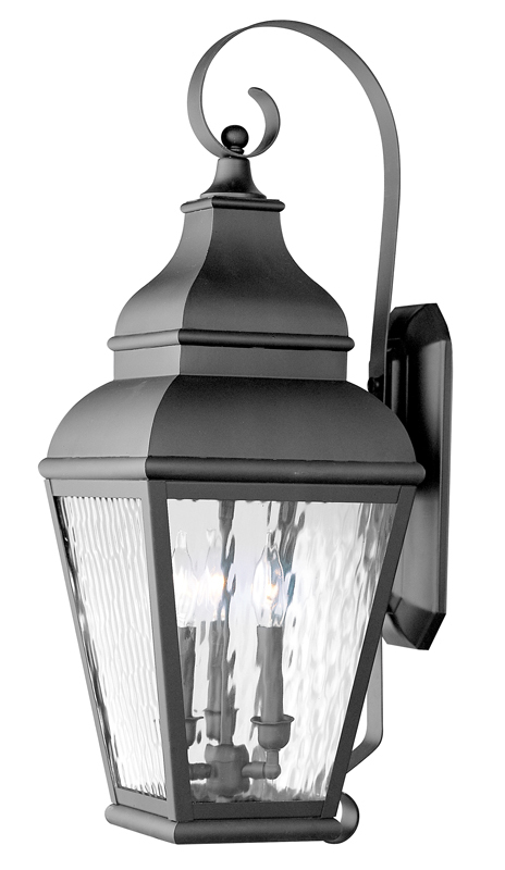 3 Light Black Outdoor Wall Lantern