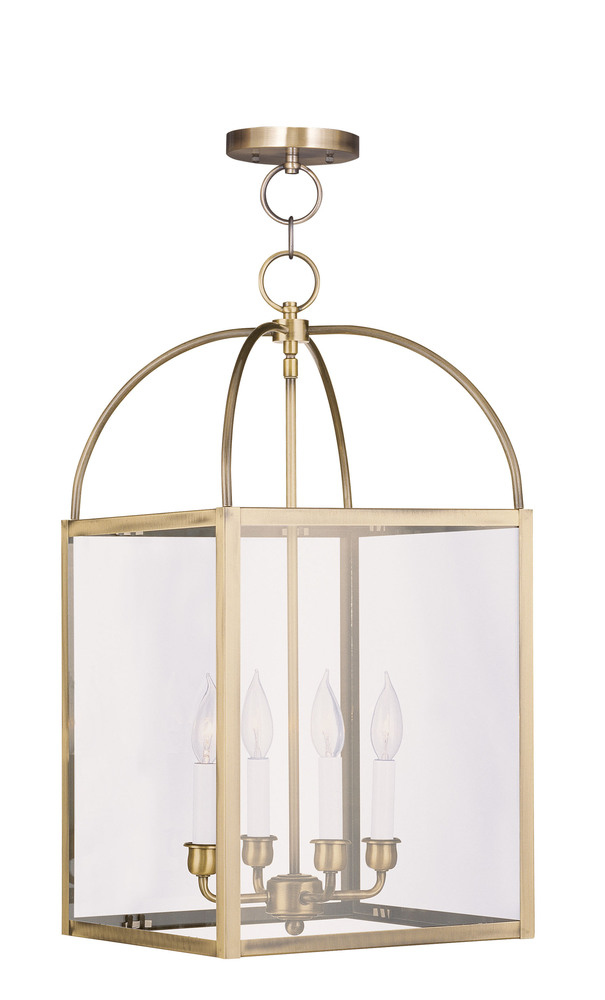 4 Light Antique Brass Chain Lantern