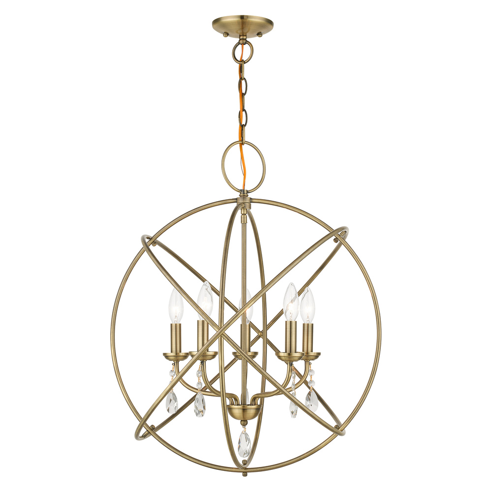 5 Lt Antique Brass Chandelier