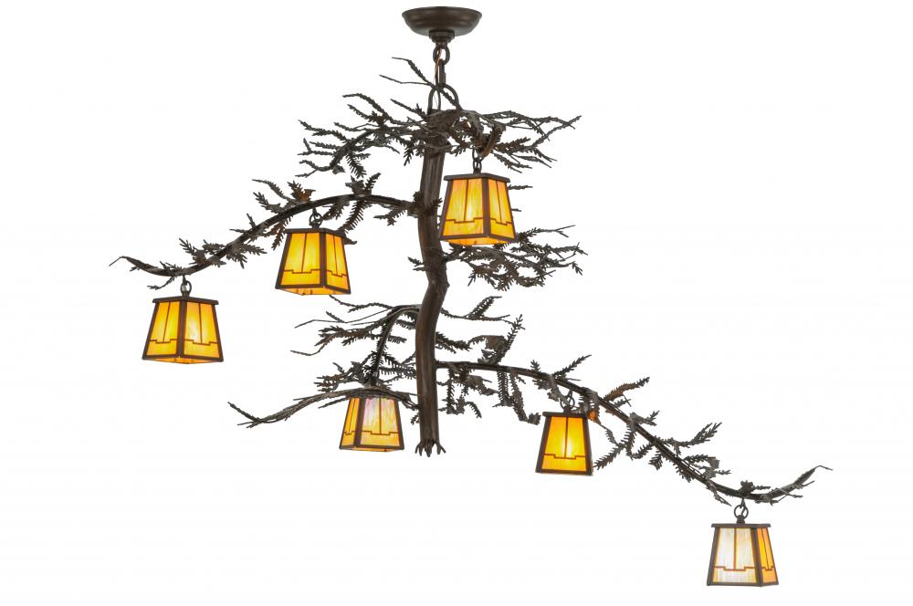 45"W Pine Branch Valley View 6 LT Chandelier