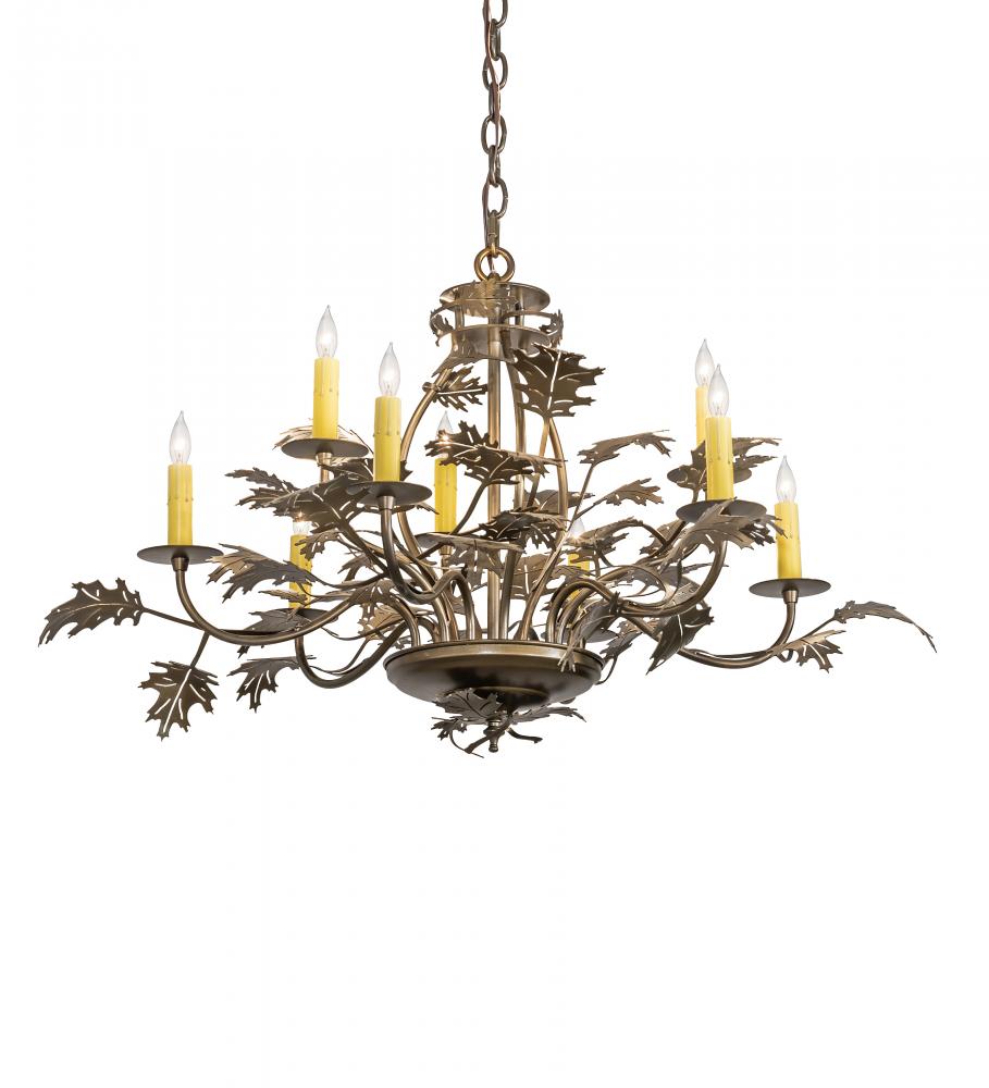 32" Wide Oak Leaf 9 Light Chandelier