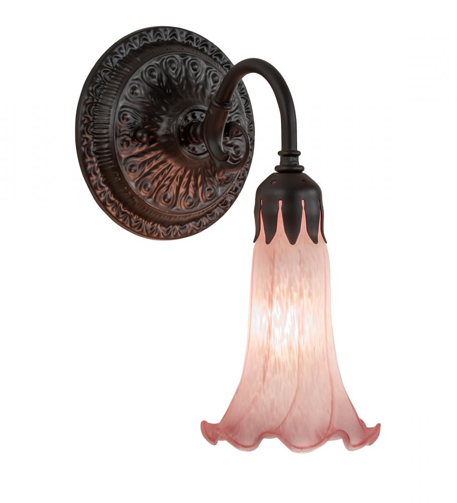 5.5" Wide Pink Tiffany Pond Lily Wall Sconce