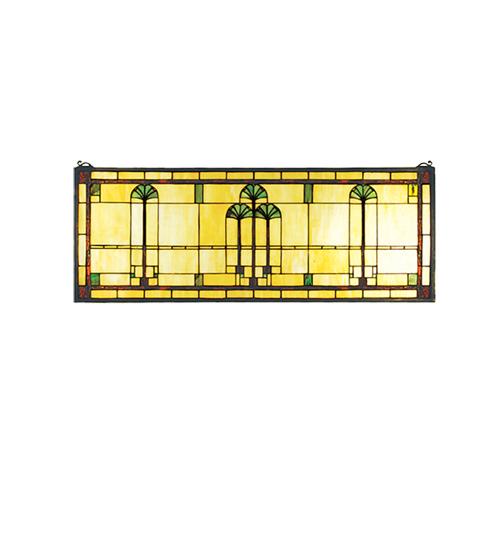 35"W X 13"H Ginkgo Stained Glass Window