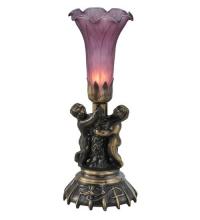 Meyda Green 11129 - 13" High Lavender Pond Lily Twin Cherub Mini Lamp