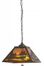 Meyda Green 116147 - 16" Square Canoe At Lake Pendant