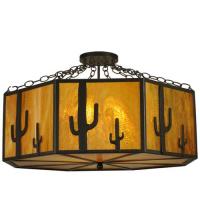 Meyda Green 11849 - 31"W Southwest Cactus Semi-Flushmount