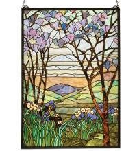 Meyda Green 12514 - 29"W X 40"H Tiffany Magnolia & Iris Stained Glass Window