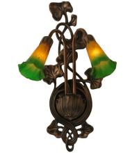 Meyda Green 16573 - 11"W Amber/Green Pond Lily 2 LT Wall Sconce