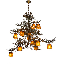 Meyda Green 202174 - 52" Wide Pine Branch Valley View 12 Light Chandelier