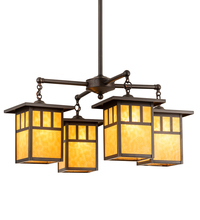 Meyda Green 204749 - 31" Wide Hyde Park Double Bar Mission 4 Light Chandelier