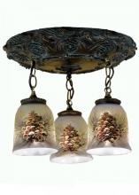 Meyda Green 49537 - 17" Wide Pinecone 3 Light Hand Painted Semi-Flushmount