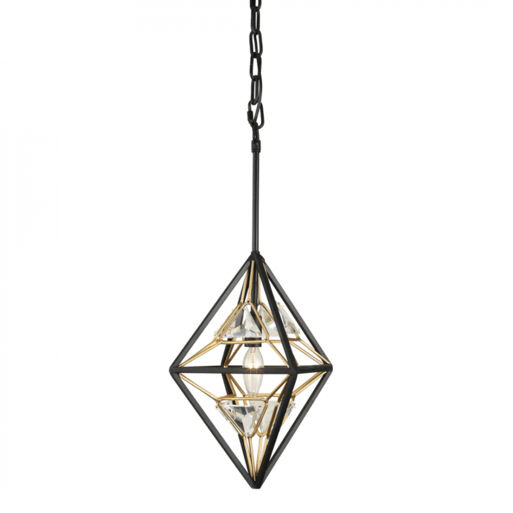 Marcia 1-Lt Mini Pendant - Matte Black/French Gold