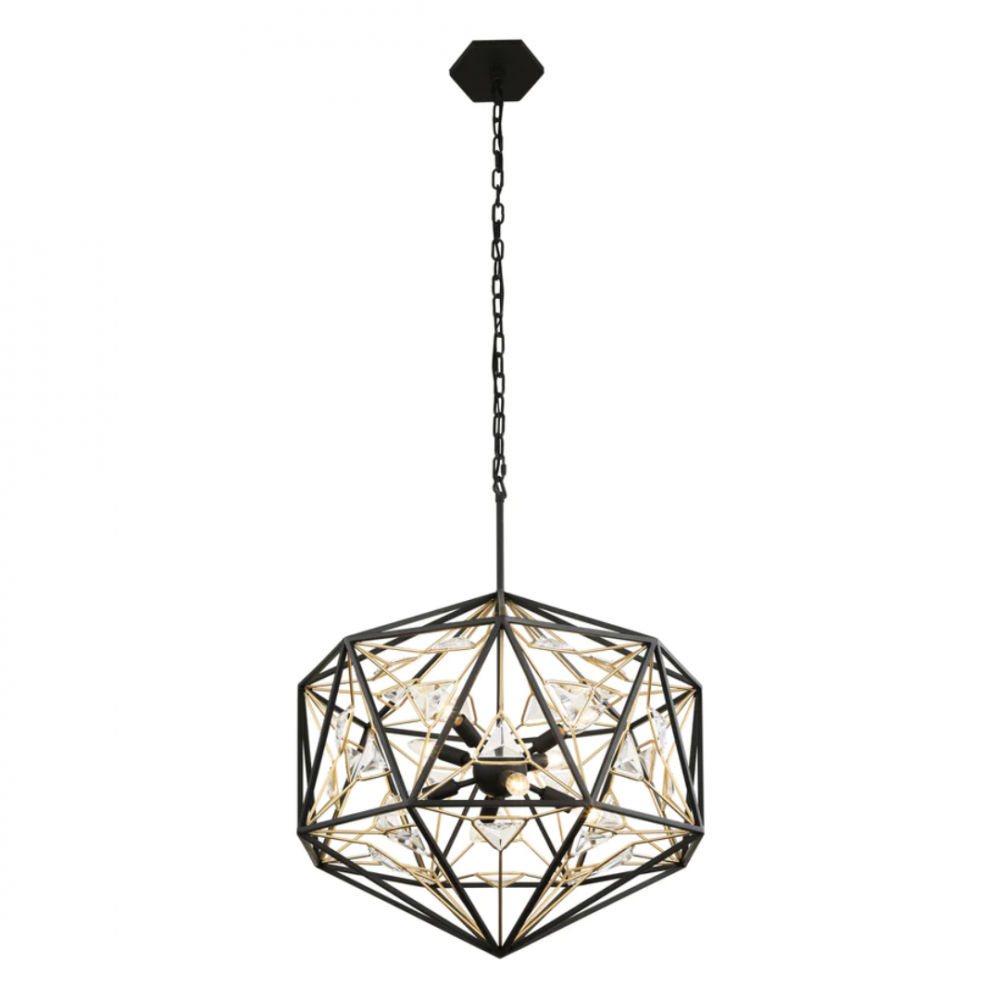 Marcia 8-Lt Orb Pendant - Matte Black/French Gold