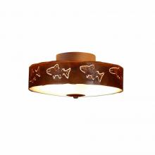 Avalanche Ranch Lighting A47162FC-02 - Ridgewood Close-to-Ceiling Small - Fish Cutout - Frosted Glass Bowl - Rust Patina Finish