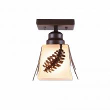 Avalanche Ranch Lighting A47540TS-28 - Woodland Ceiling Light Single - Spruce Cone - Tea Stain Glass Bowl - Dark Bronze Metallic Finish