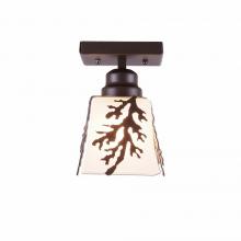 Avalanche Ranch Lighting A47549FC-28 - Woodland Ceiling Light Single - Cedar Bough - Frosted Glass Bowl - Dark Bronze Metallic Finish