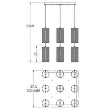 Hammerton CHB0019-12-GB-0G-C01-L3 - Uptown Mesh Square 12pc Multi-Pendant