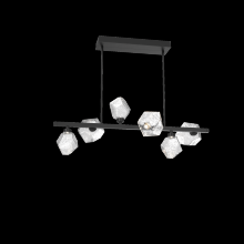 Hammerton PLB0039-T6-MB-C-001-L1 - Gem 6pc Twisted Branch-Matte Black-Clear Blown Glass-Threaded Rod Suspension-LED 2700K