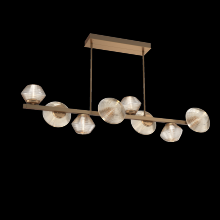 Hammerton PLB0089-T8-NB-A-001-L1 - Mesa 8pc Twisted Branch-Novel Brass-Amber Blown Glass-Threaded Rod Suspension-LED 2700K