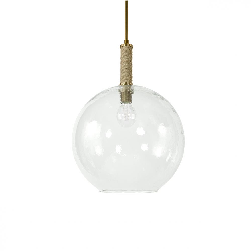 Bronson Glass Pendant Large Globe Brass