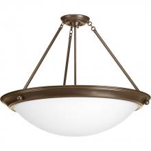 Progress P3485-20 - Four Light Antique Bronze Satin White Glass Bowl Semi-Flush Mount