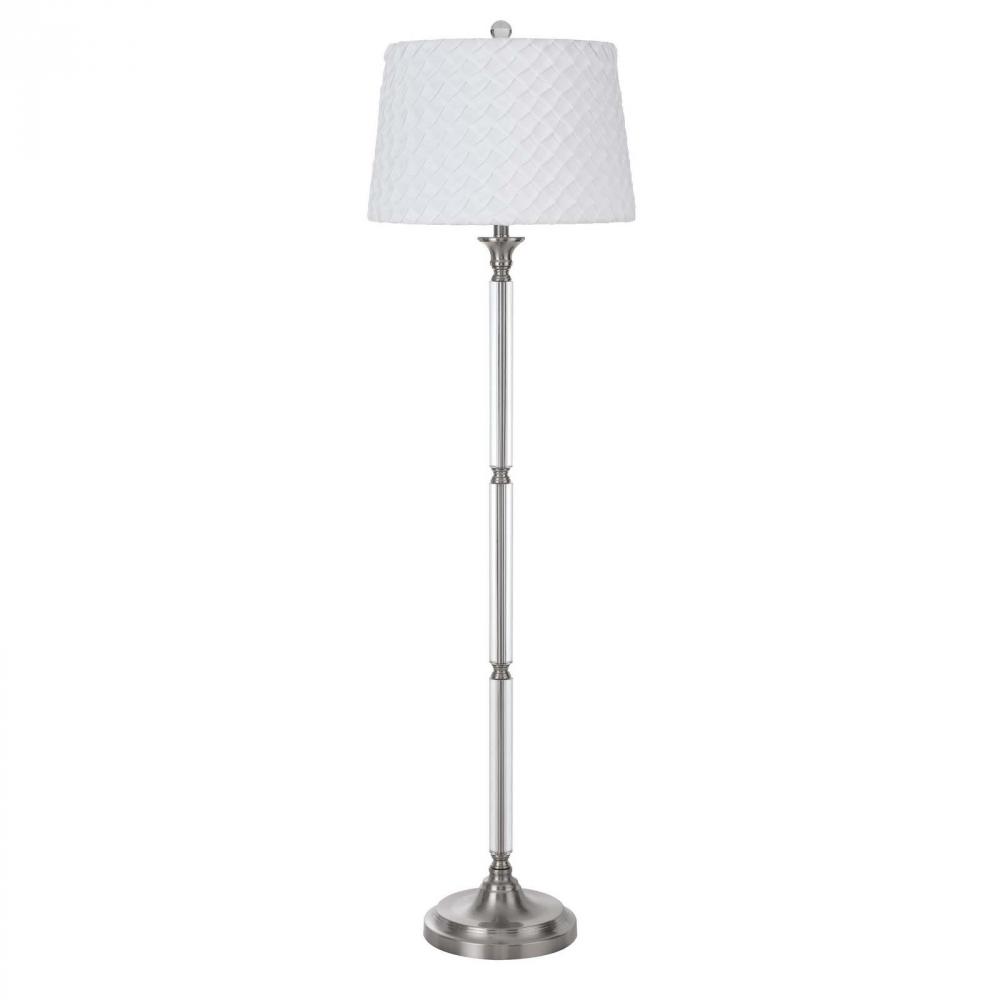 150W 3 Way Ruston Crystal/Metal Floor Lamp with Pleated Hardback Shade