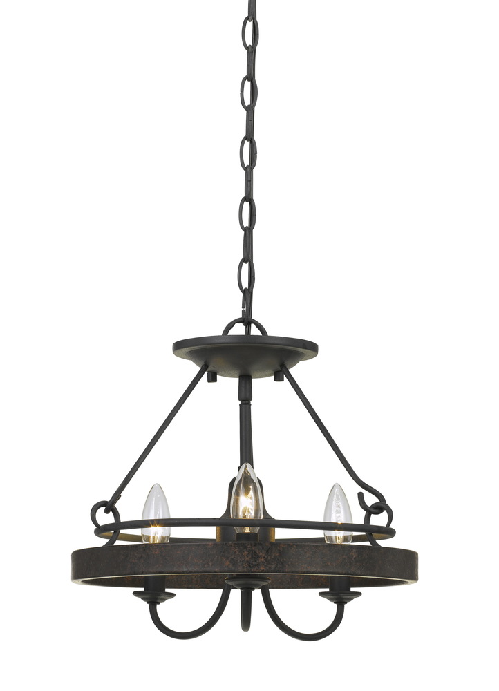 12.75" Height Metal Pendant in Texture Gray with Moroccan Bronze Finish