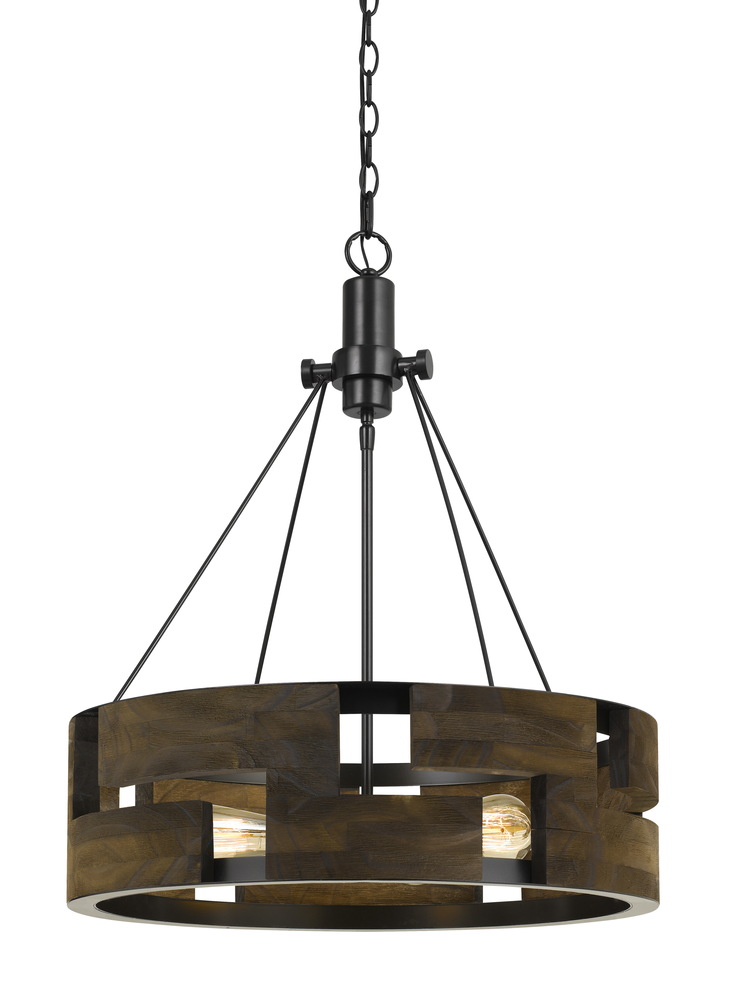 28" Height Metal Chandelier in Smoky Wood Finish