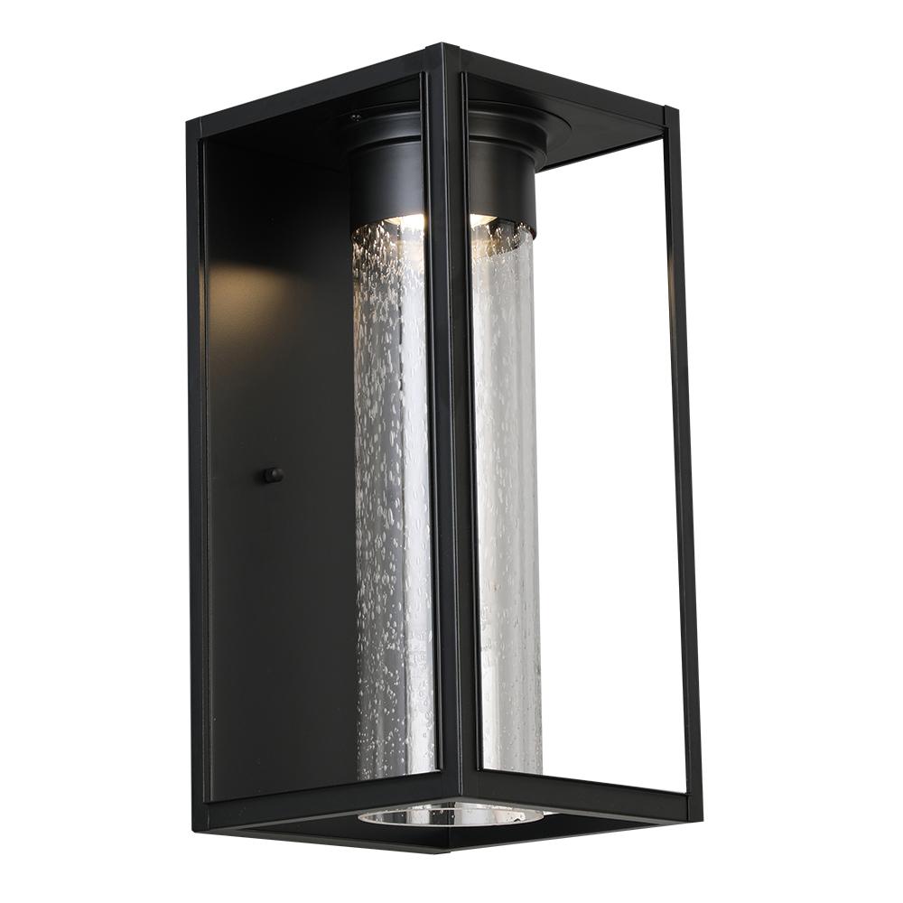 Walker Hill - Outdoor Wall Light Matte Black With Clear Seedy Glass 8W LED