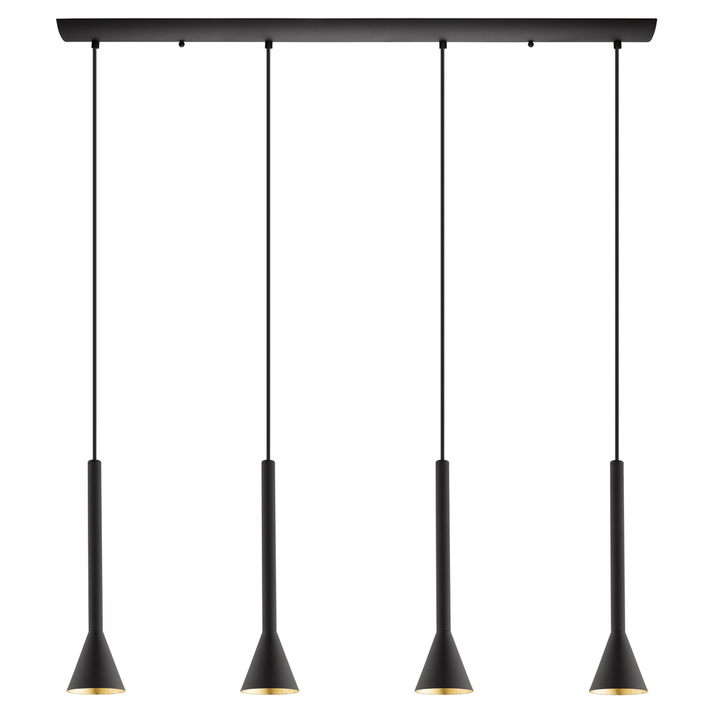 4x10W LED GU10 Linear Pendant With Matte Black & Gold Finish