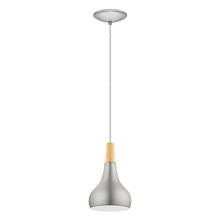 Eglo 96984A - 1x60W Pendant w/ Brushed Nickel and Wood Finish