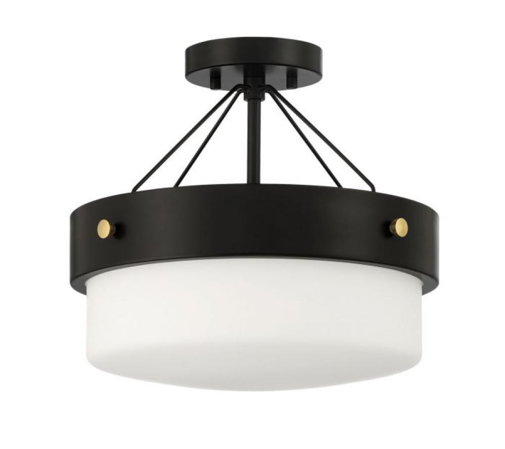 Oak Street 2 Light Convertible Semi Flush in Flat Black