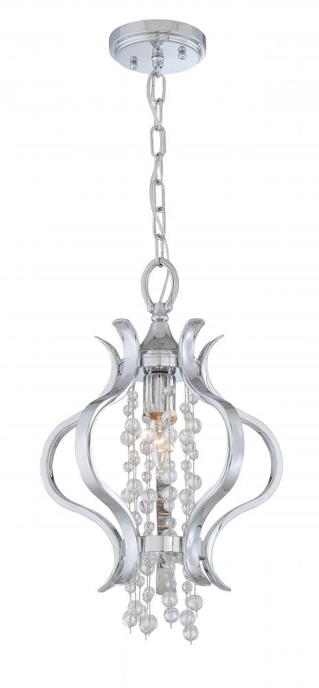 Crystorama Flow 1 Light Crystal Chrome Mini Chandelier