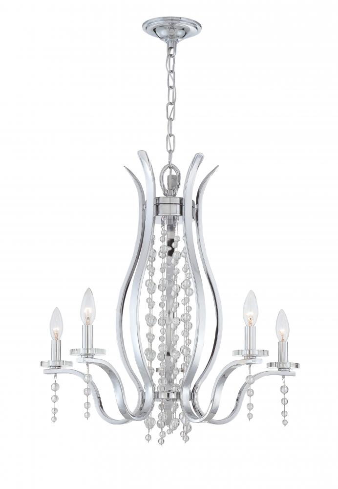 Flow 5 Light Chrome Crystal Chandelier