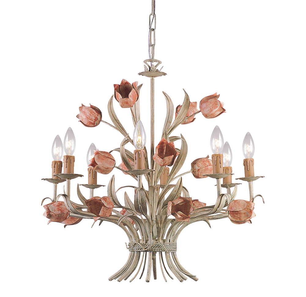 Southport 8 Light Sage Rose Chandelier