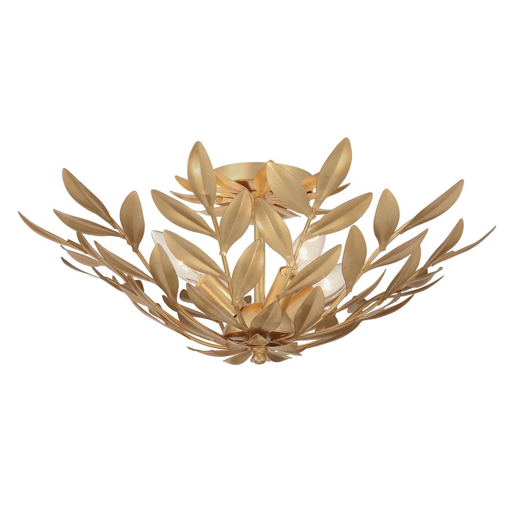 Broche 4 Light Antique Gold Semi Flush Mount