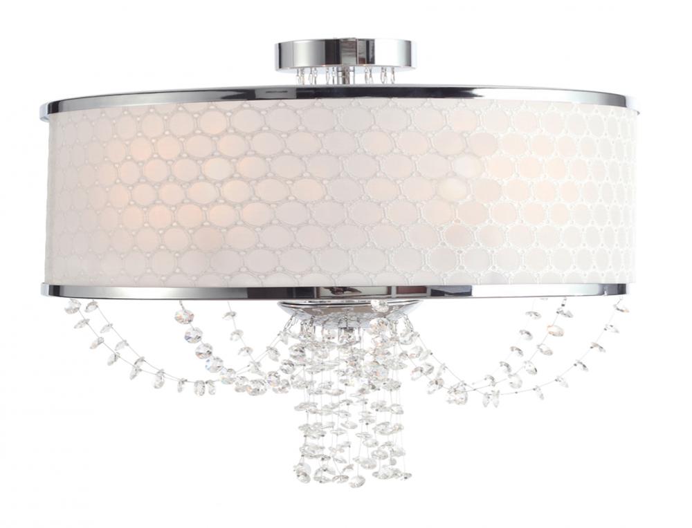 Crystorama Allure 5 Light Chrome Drum Shade Flush Mount