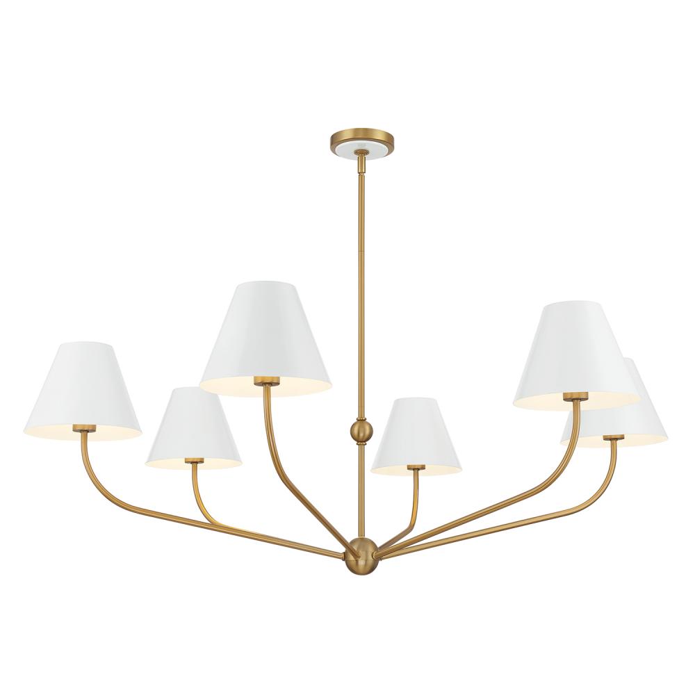 Xavier 6 Light Vibrant Gold + White Chandelier