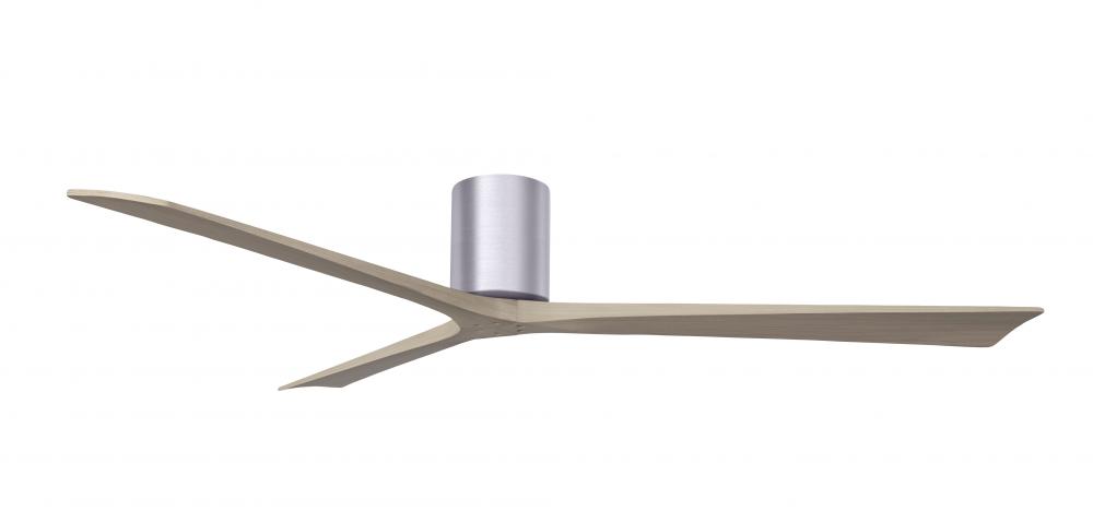 Irene-3H three-blade flush mount paddle fan in Brushed Nickel finish with 72” Gray Ash tone blad