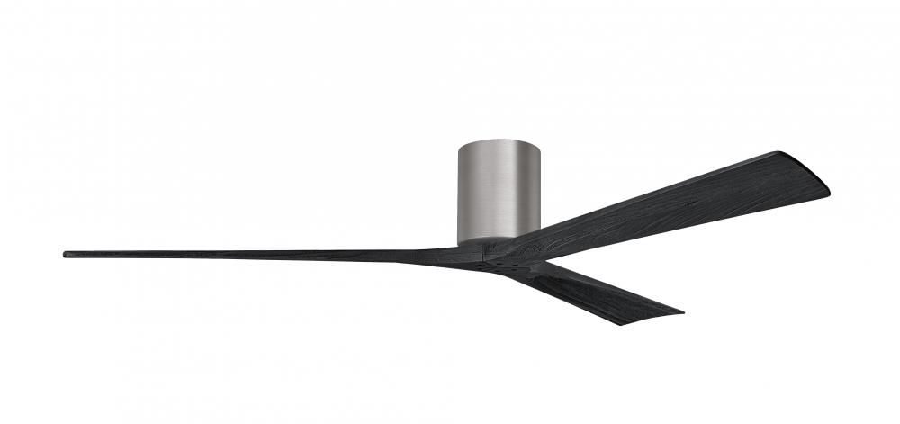 Irene-3H three-blade flush mount paddle fan in Brushed Pewter finish with 72” solid matte black