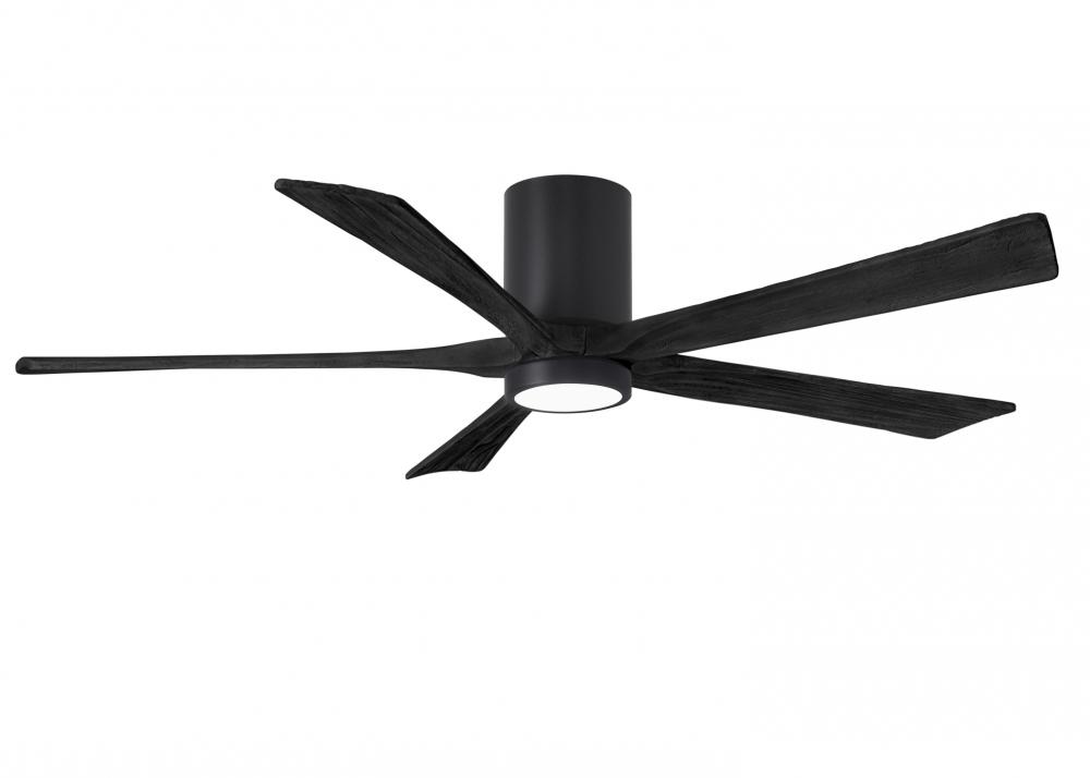 IR5HLK five-blade flush mount paddle fan in Matte Black finish with 60” solid matte black wood b