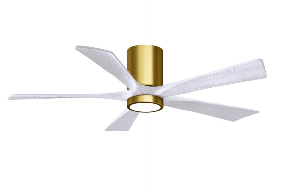 IR5HLK five-blade flush mount paddle fan in Brushed Brass finish with 52” solid matte black wood