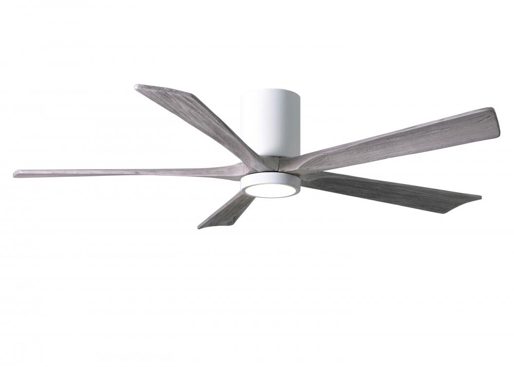 IR5HLK five-blade flush mount paddle fan in Gloss White finish with 60” solid barn wood tone bla