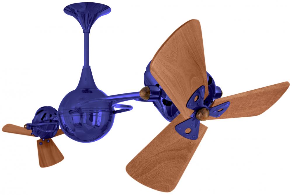 Italo Ventania 360° dual headed rotational ceiling fan in Safira (Blue) finish with solid sustain