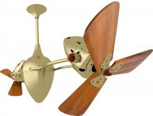 Matthews Fan Company AR-BRBR-WD - Ar Ruthiane 360° dual headed rotational ceiling fan in brushed brass finish with solid sustainabl