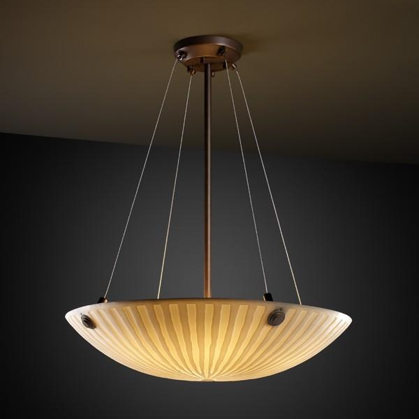 24" LED Pendant Bowl w/ PAIR CYLINDRICAL FINIALS